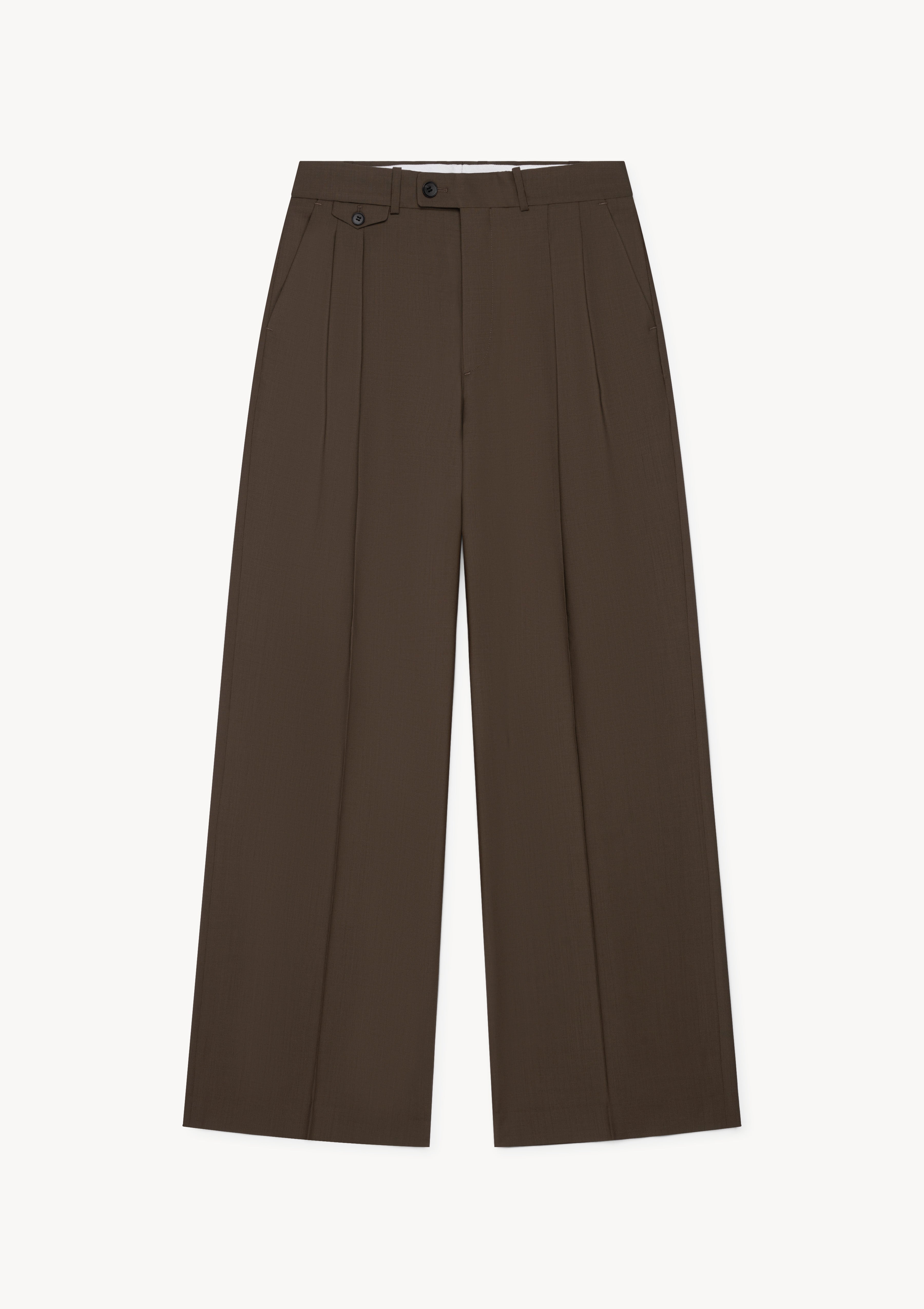 PLEATED WIDE-LEG TROUSERS IN VIRGIN WOOL